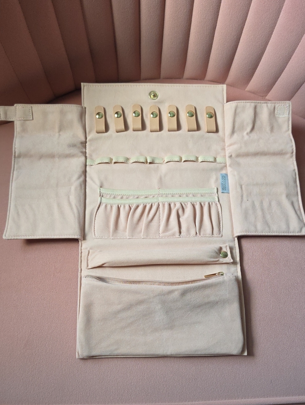 LuxFold Jewelry Organizer Roll - Blush Pink